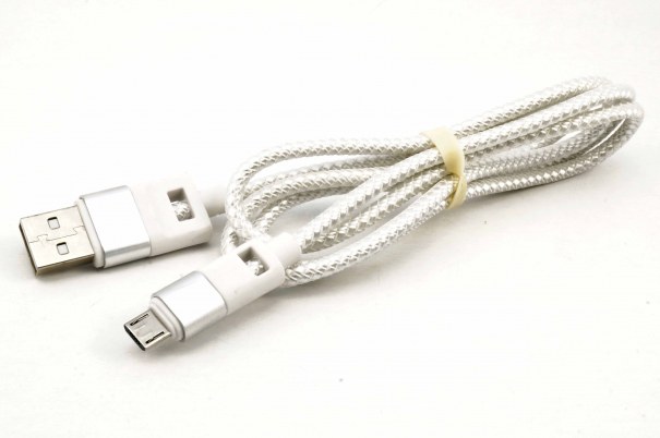 Кабель MicroUSB USB 8600  веревка белая, синяя