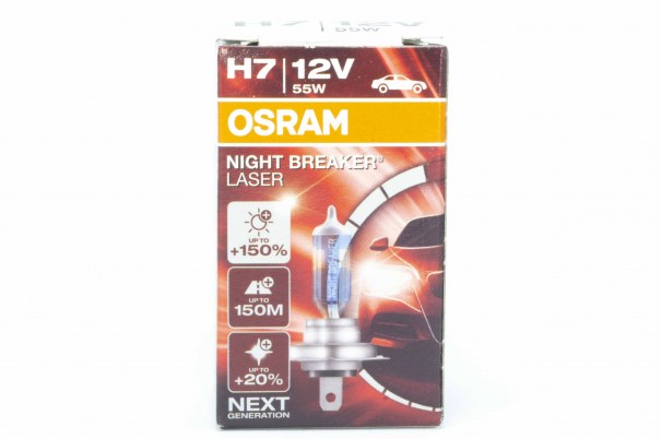 Автолампа OSRAM H7 12V 55W PX26d +150% Night Breaker Laser